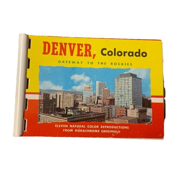 Vtg 1960s Denver Colorado Souvenir Mini Photo Postcard Book 11 Kodachrome Repros - Picture 1 of 8